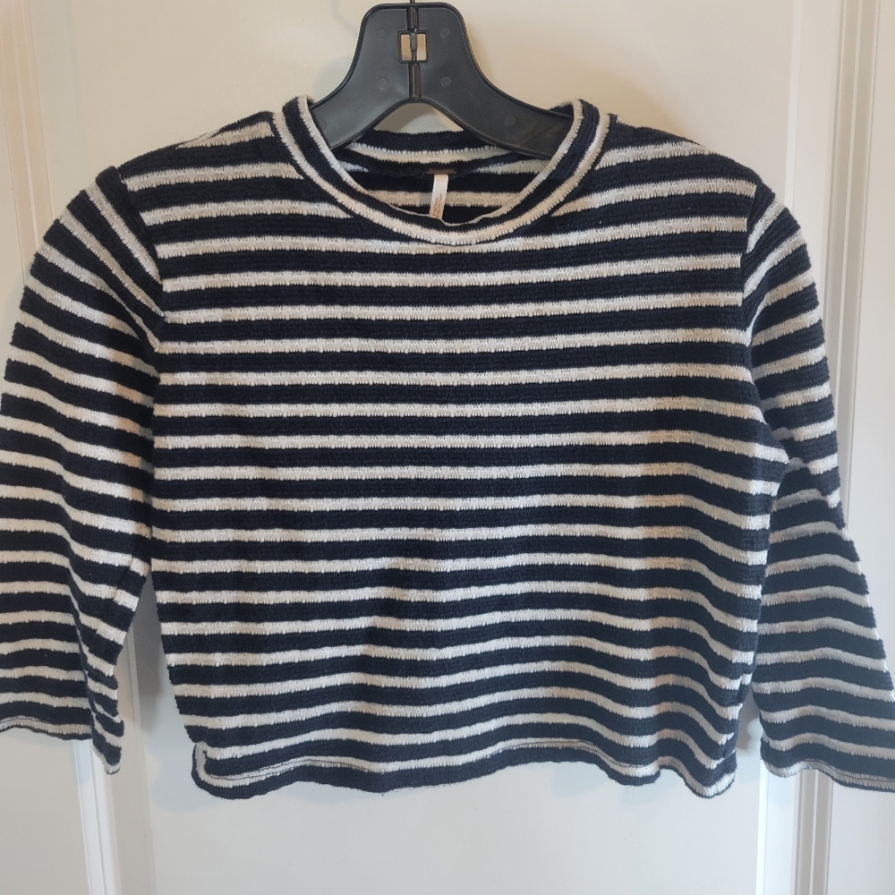 Free People Black & White Striped Crop Top Size Small